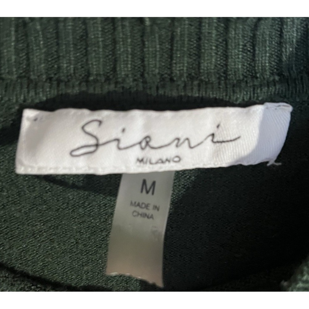 Sioni Milano Women's Green Crew Sweater Sheer Flower Embellished Sleeves Size M - Picture 3 of 6